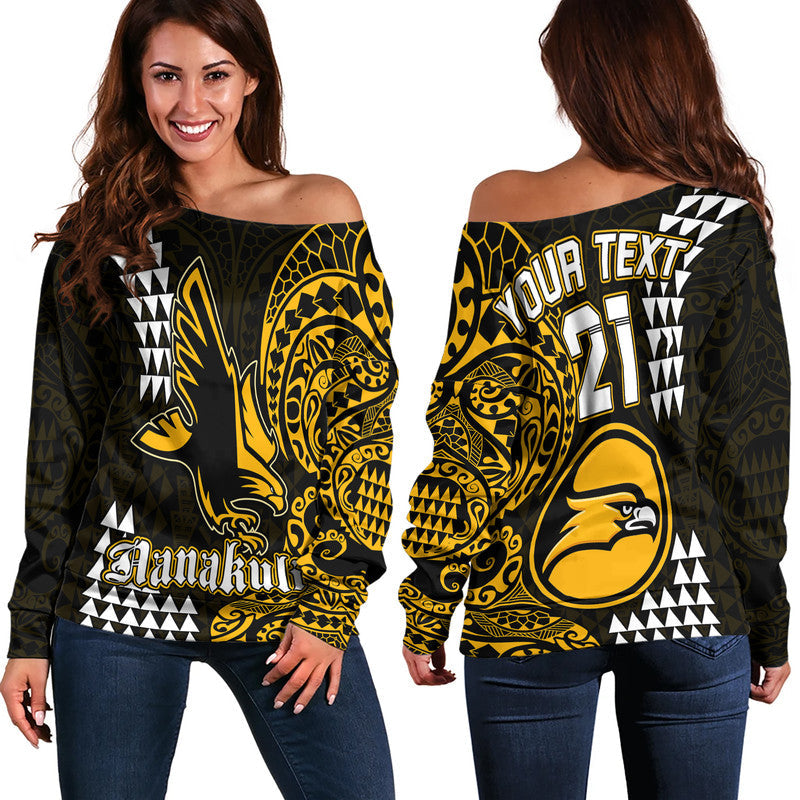 (Custom Personalised) Hawaii Nanakuli High School Women Off Shoulder Sweater Tribal Kakau