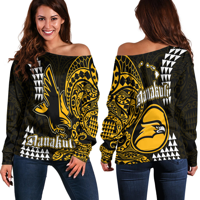Hawaii Nanakuli High School Women Off Shoulder Sweater Tribal Kakau