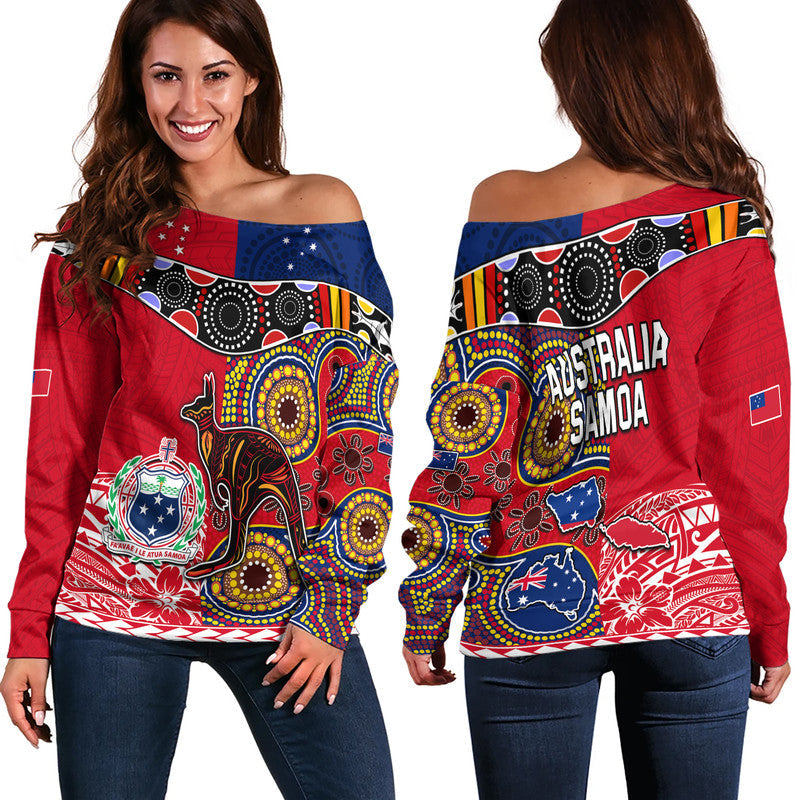 Australia Aboriginal and Samoa Polynesian Women Off Shoulder Sweater Boomerang