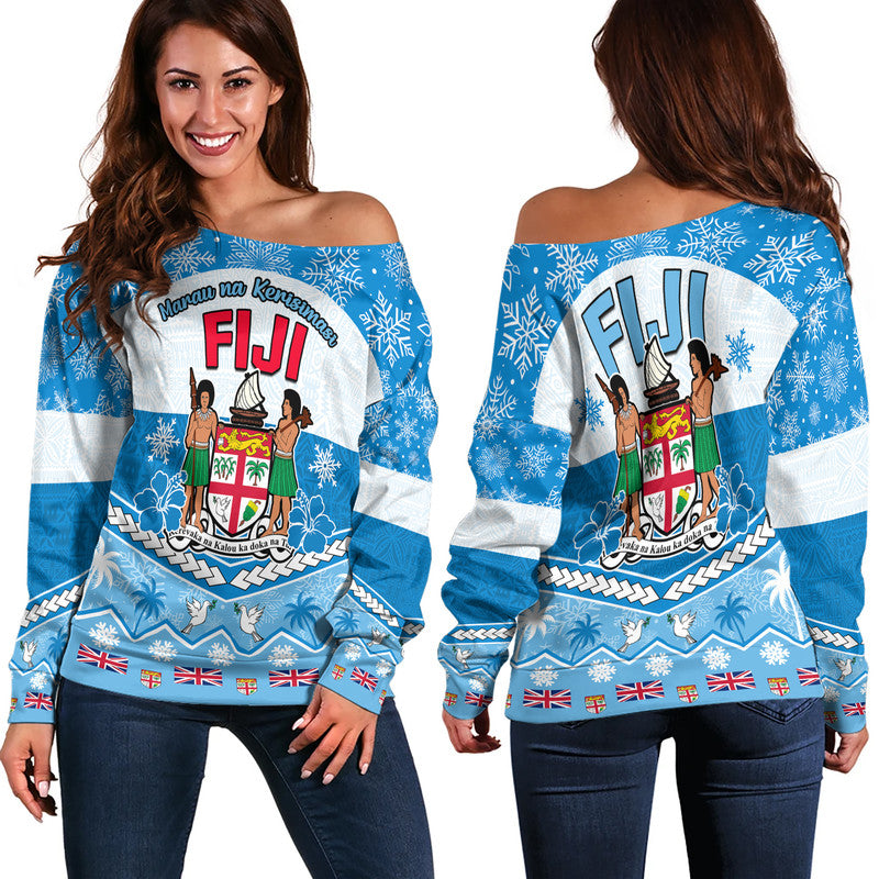Fiji Masi Tapa Christmas Vibe Women Off Shoulder Sweater