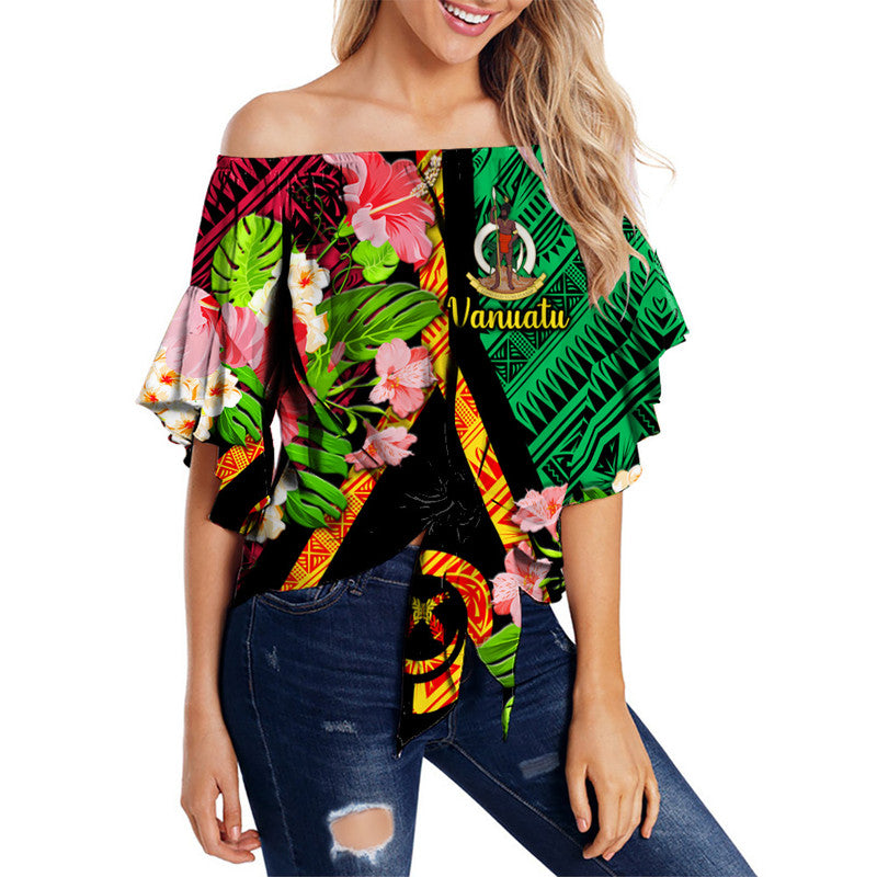 Vanuatu Off Shoulder Waist Wrap Top Independence Be Proud Vanuatu Flag