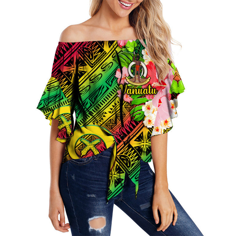 Vanuatu Off Shoulder Waist Wrap Top Independence Be Proud Vanuatu Flag - Gradient Vibes