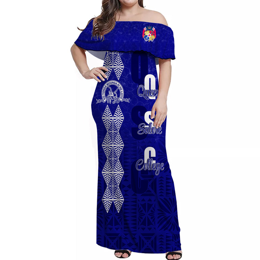 Tonga Kolisi Kuini Salote Hibiscus Off Shoulder Long Dress QSC Old Girls