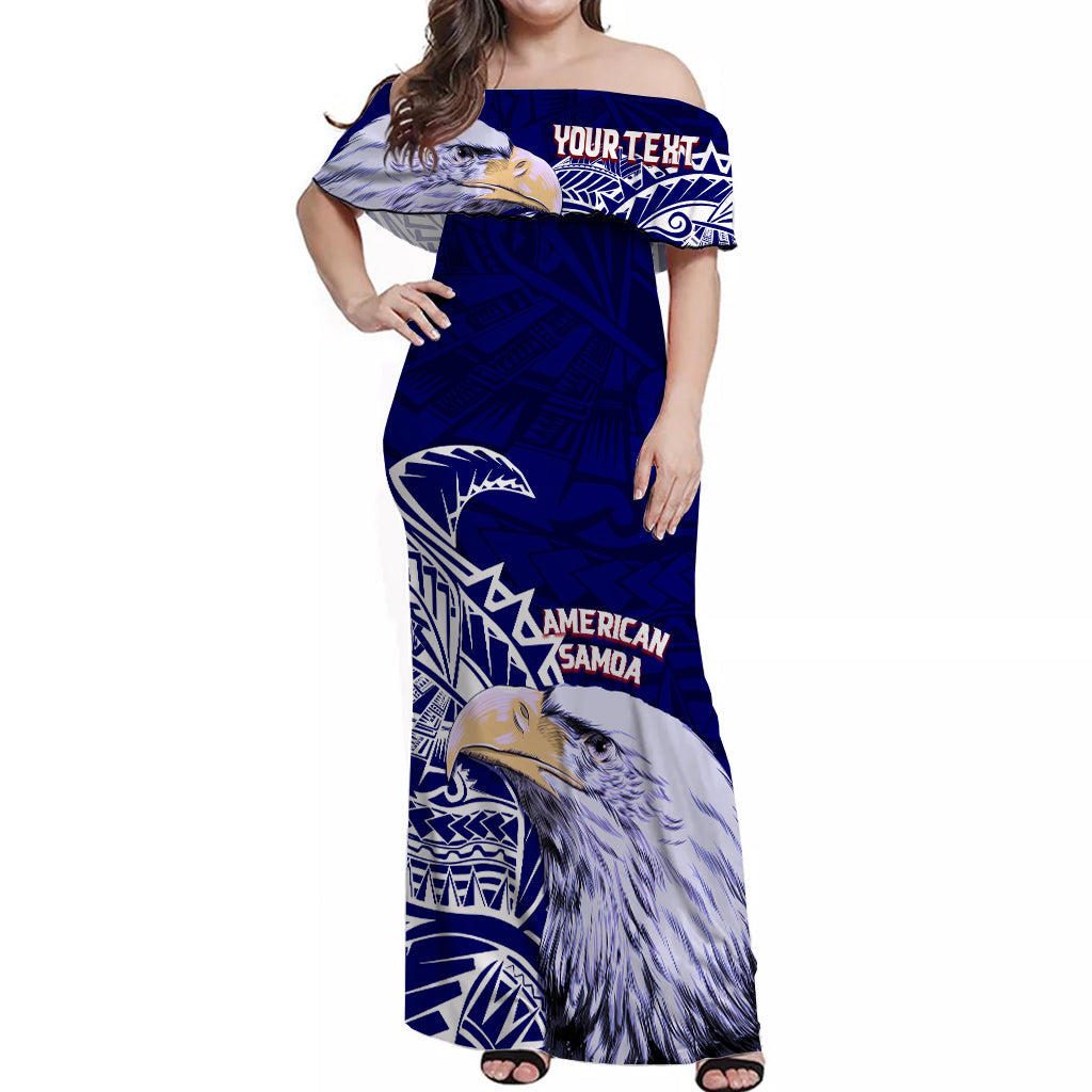 American Samoa Personalised Off Shoulder Long Dress Bald Eagle