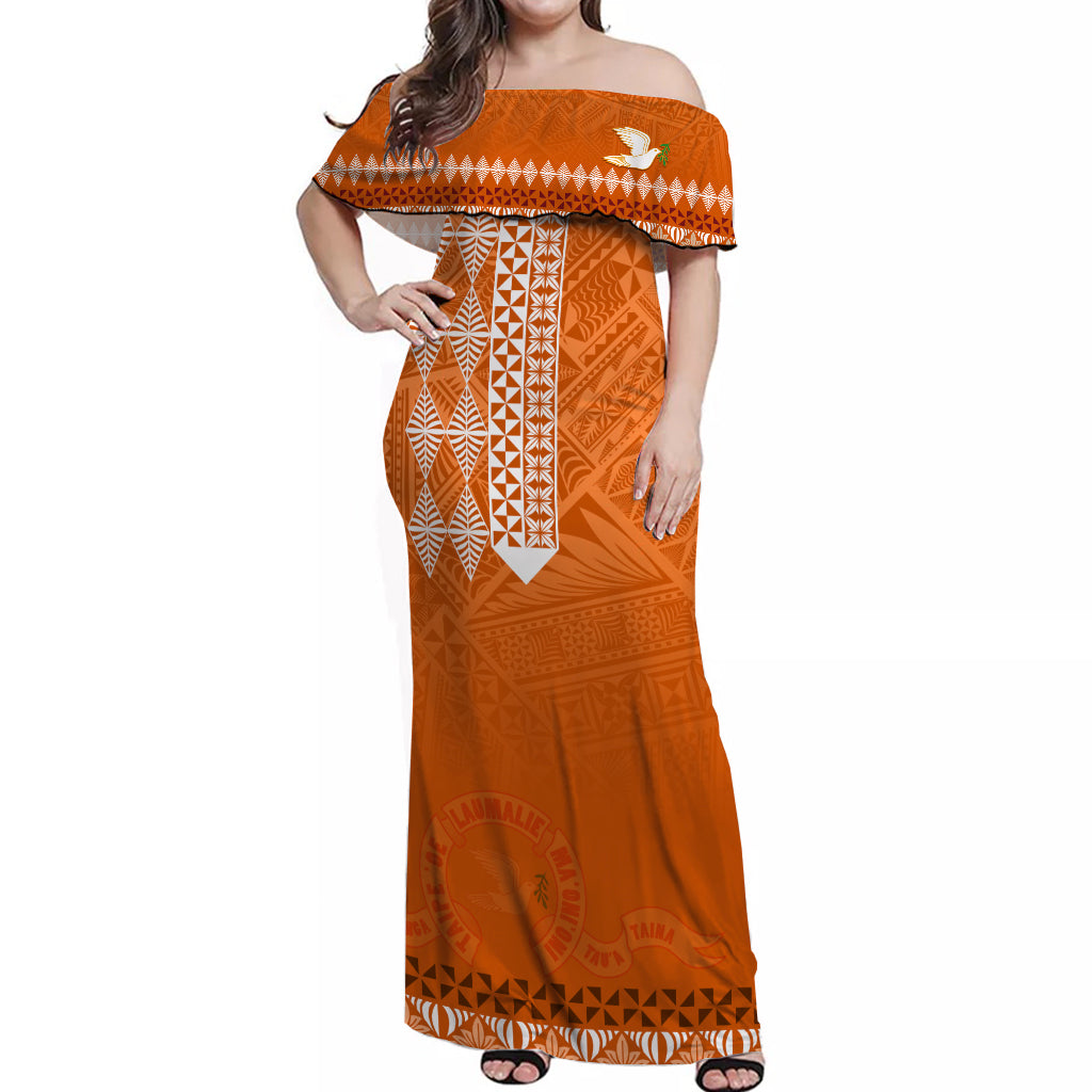 Tonga Kolisi Tailulu Ha'apai Off Shoulder Long Dress White Dove