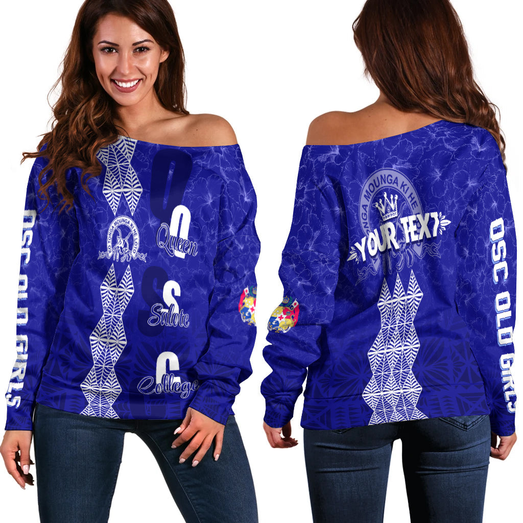 (Custom Personalize) Tonga Kolisi Kuini Salote Hibiscus Off Shoulder Sweater QSC Old Girls