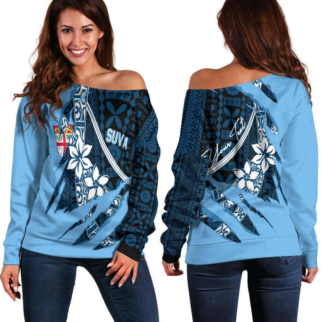 Fiji Suva Masi Pattern Personalised Off Shoulder Sweater Claw Style
