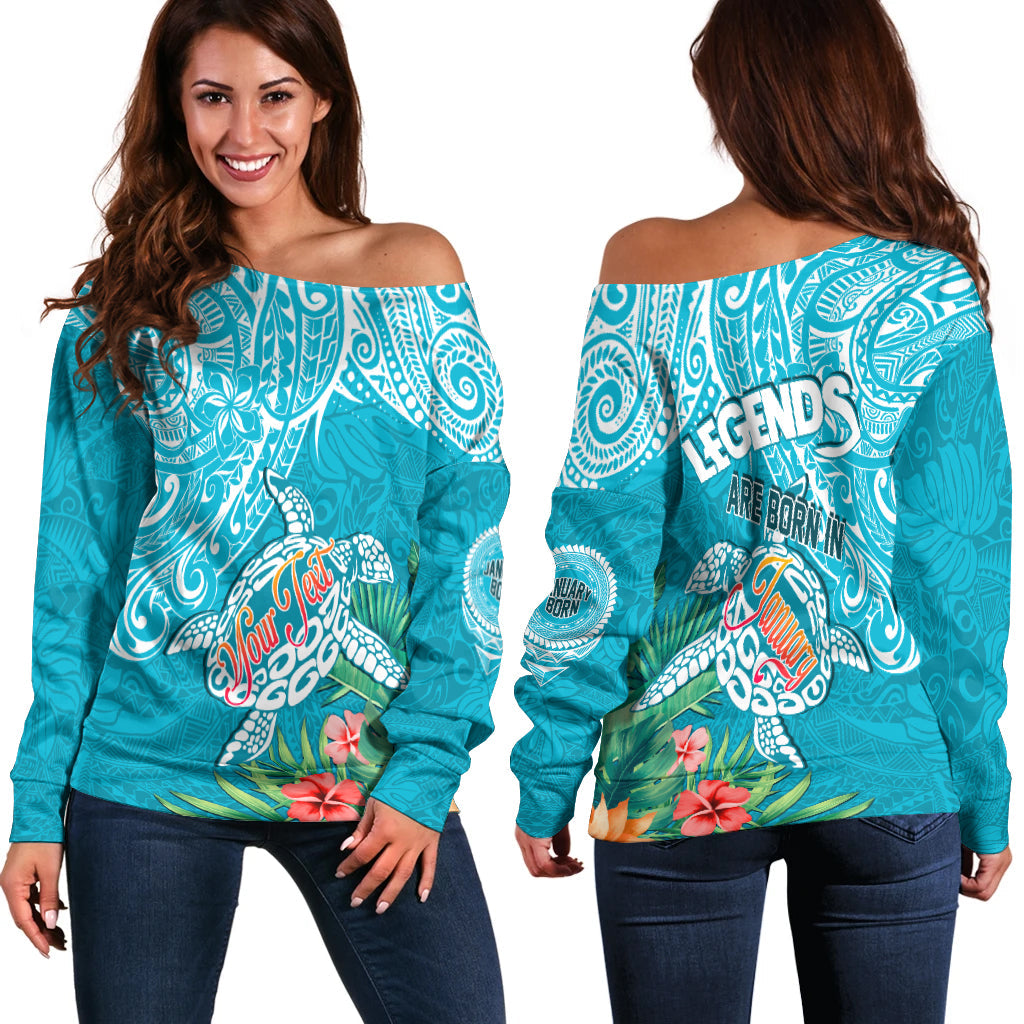 (Custom Personalised) Polynesian Birthday Off Shoulder Sweater Legends Are Born In January