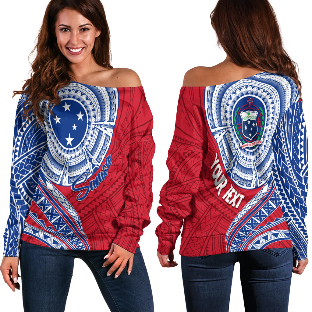 Samoa Personalised Off Shoulder Sweater Independence Day Flag Style