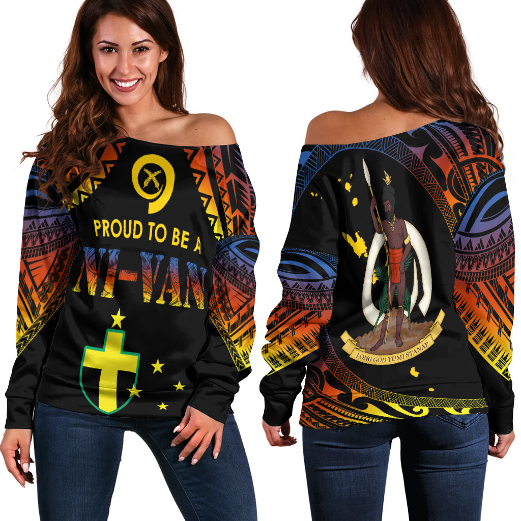Vanuatu Proud To Be A Ni Van Polynesian Pattern Off Shoulder Sweater Tafea Province