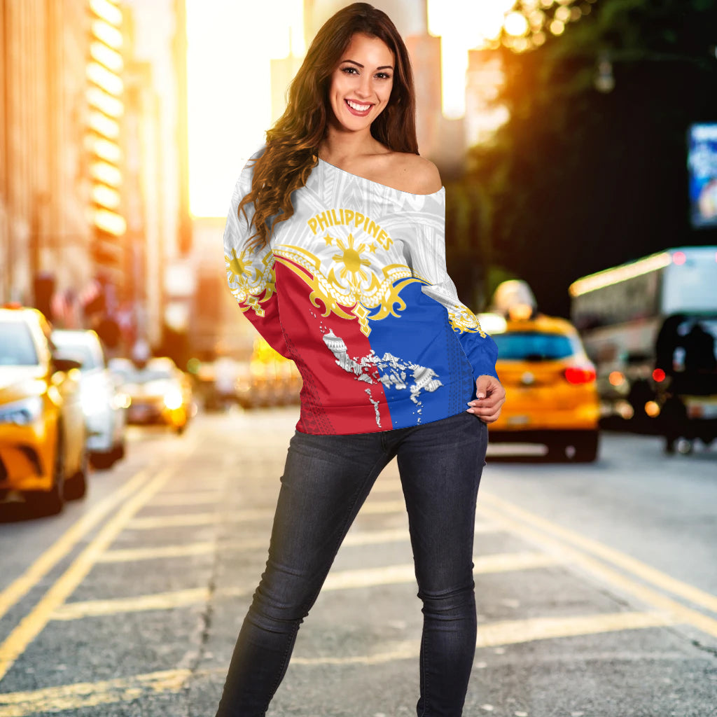Philippines Off Shoulder Sweater Tribal Mix Style