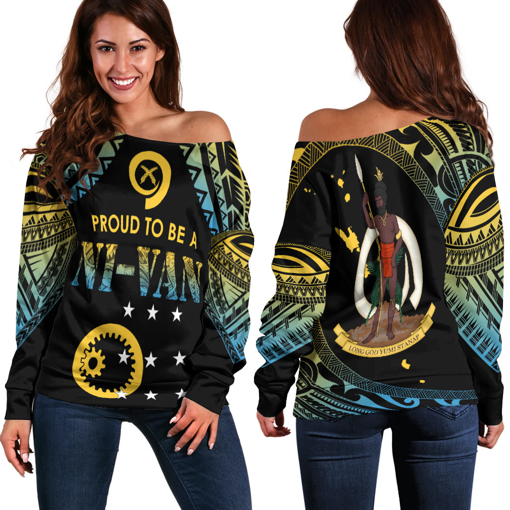 Vanuatu Proud To Be A Ni Van Polynesian Pattern Off Shoulder Sweater Sanma Province