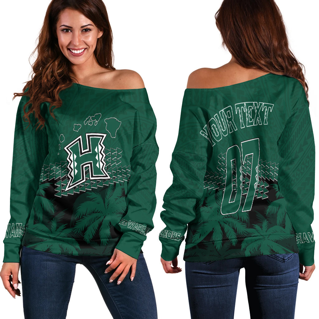 Personalised Hawaii Rainbow Warriors Off Shoulder Sweater Laau Pama