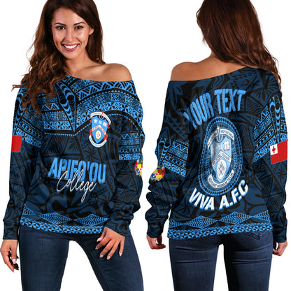 Personalised Tonga Apifo'ou College Off Shoulder Sweater Viva AFC Black