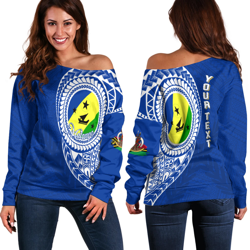 (Custom Personalised) Vanuatu Malampa Province Off Shoulder Sweater Malampa Emblem
