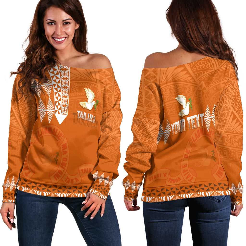 (Custom Personalize) Tonga Kolisi Tailulu Ha'apai Off Shoulder Sweater White Dove