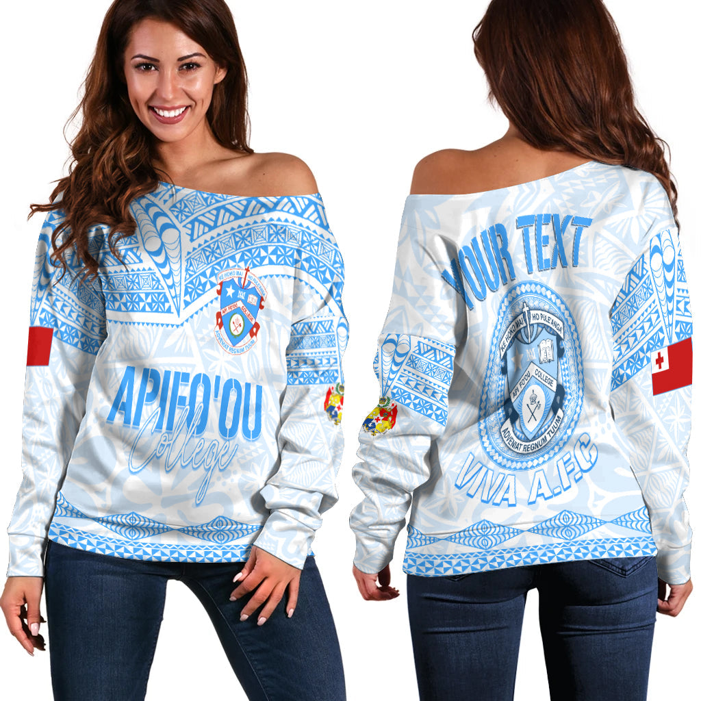 Personalised Tonga Apifo'ou College Off Shoulder Sweater Viva AFC White