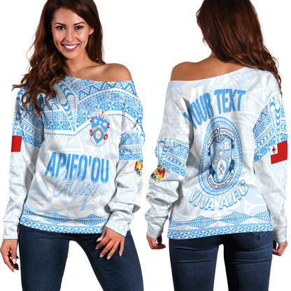 Personalised Tonga Apifo'ou College Off Shoulder Sweater Viva AFC White