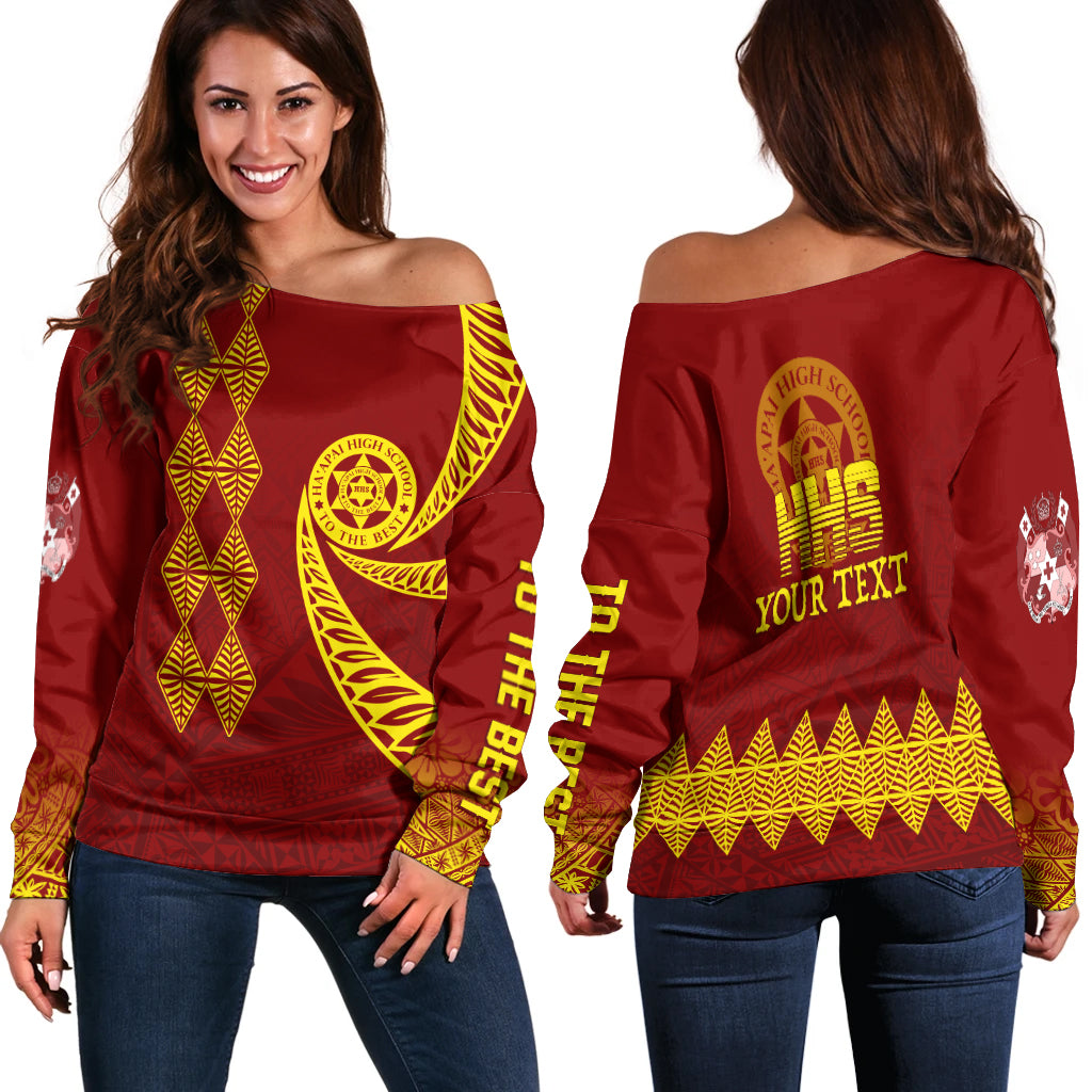 (Custom Personalize) Tonga Ha'apai High School Off Shoulder Sweater HHS To The Best