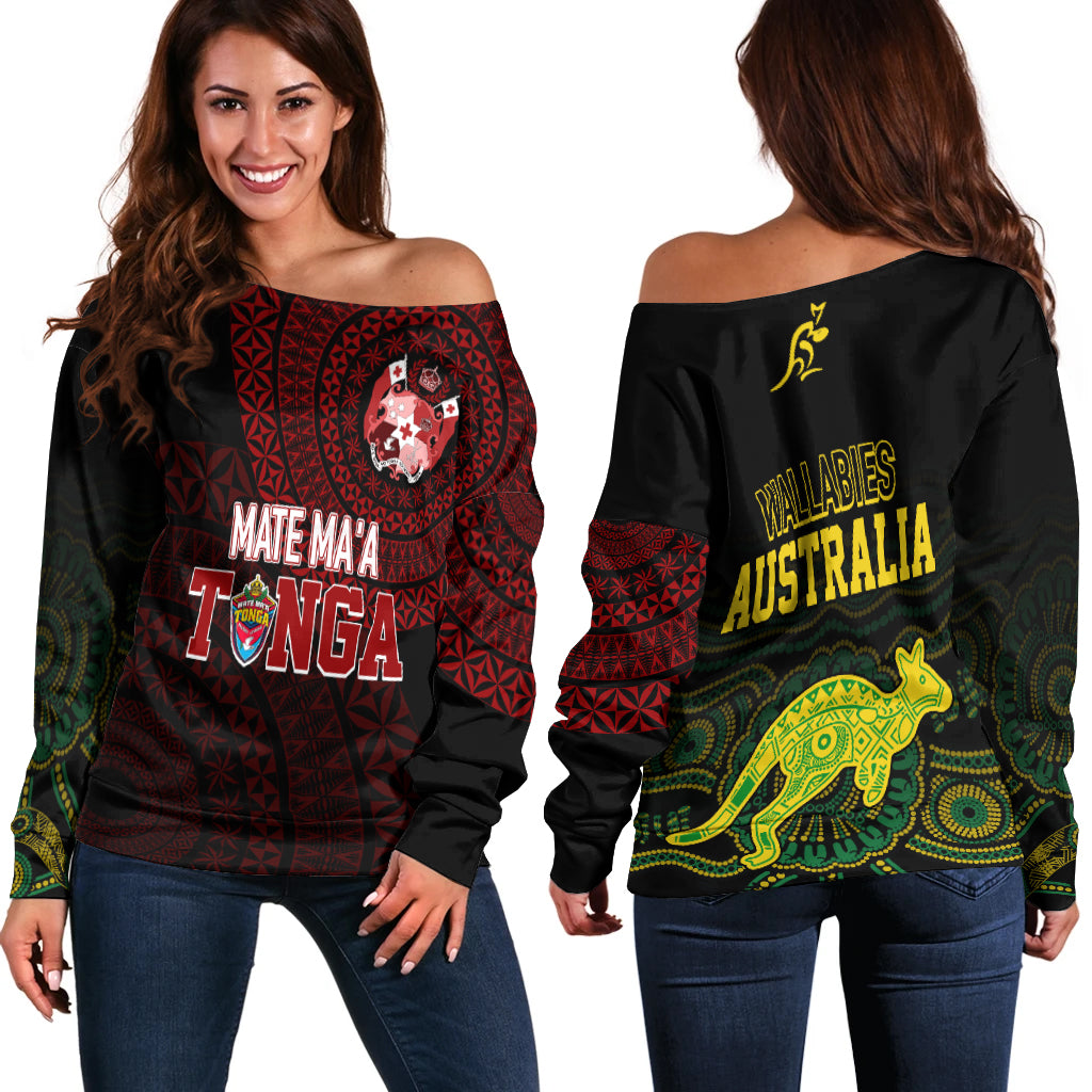 Personalised Aussie Wallabies Mix Mate Maa Tonga Off Shoulder Sweater Ver 01