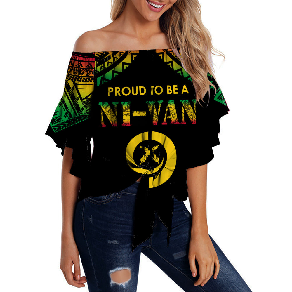 Vanuatu Proud To Be A Ni-Van - Polynesian Pattern Off Shoulder Waist Wrap Top