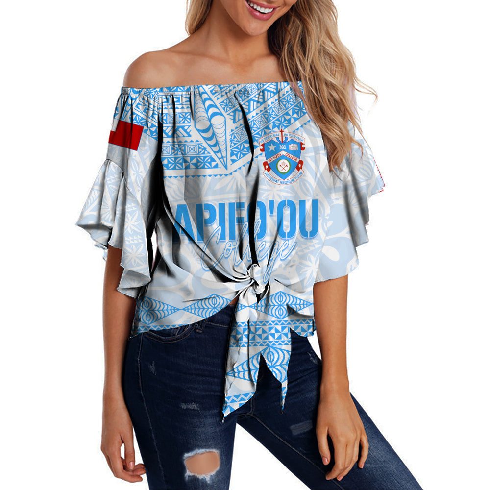 Personalised Tonga Apifo'ou College Off Shoulder Waist Wrap Top Viva AFC - White