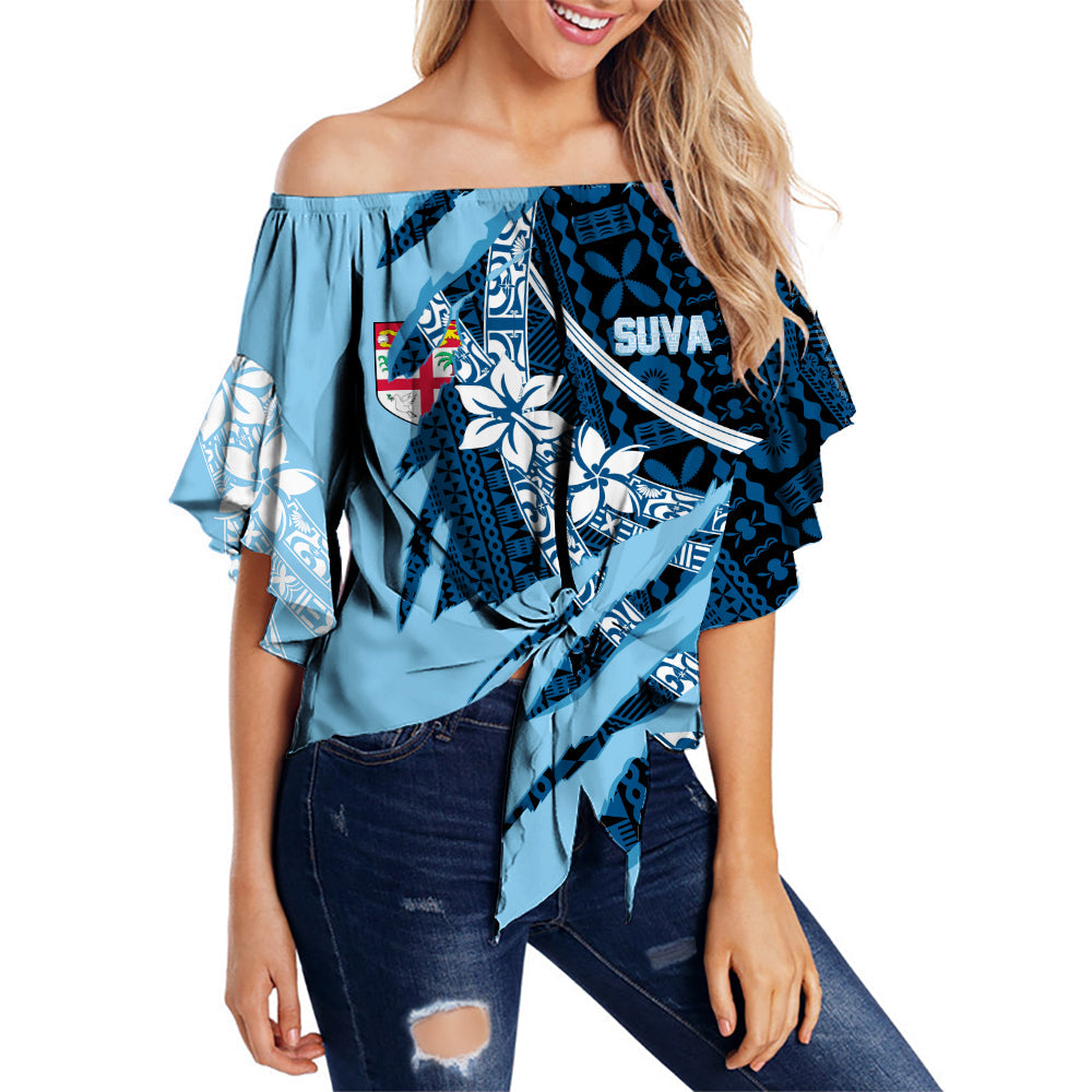 Fiji Suva Masi Pattern Off Shoulder Waist Wrap Top Claw Style