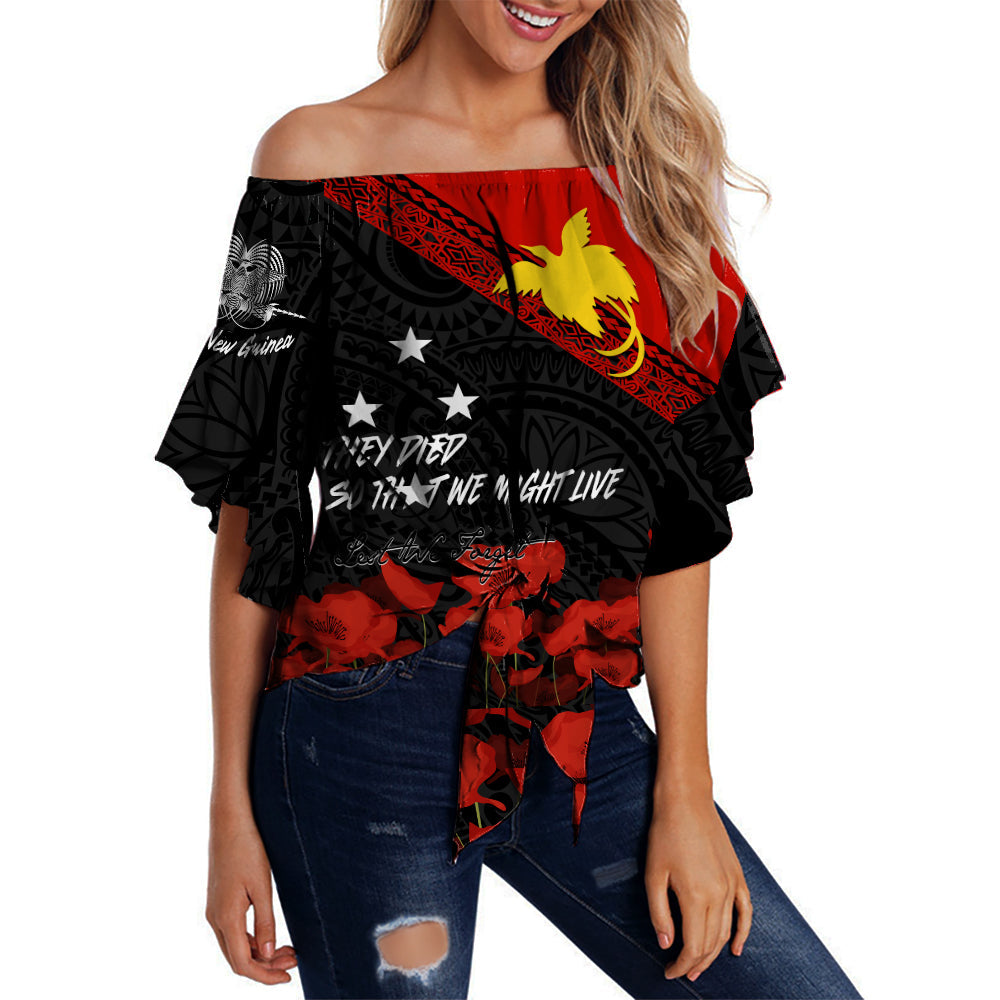 Papua New Guinea Off Shoulder Waist Wrap Top PNG Remembrance Day