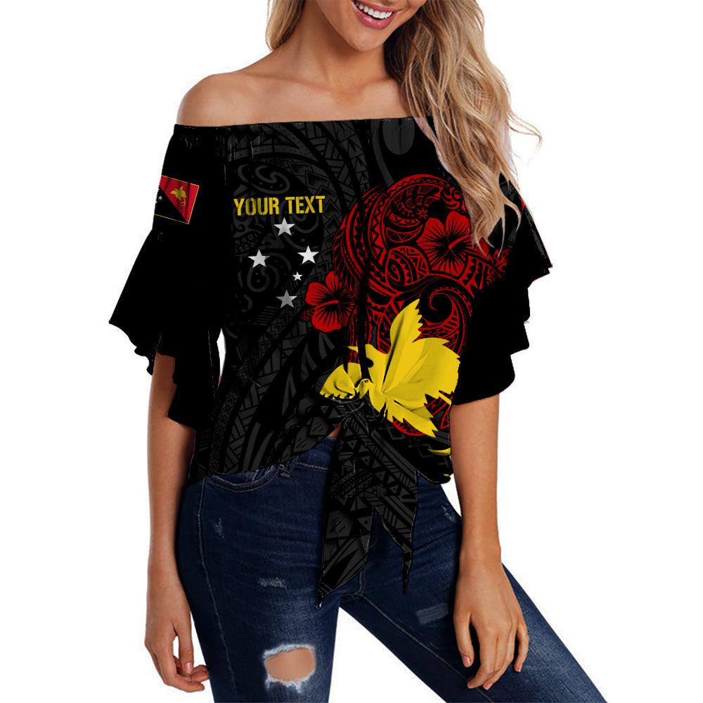 Personalised Papua New Guinea 47th Independence Off Shoulder Waist Wrap Top Tribal Turtle