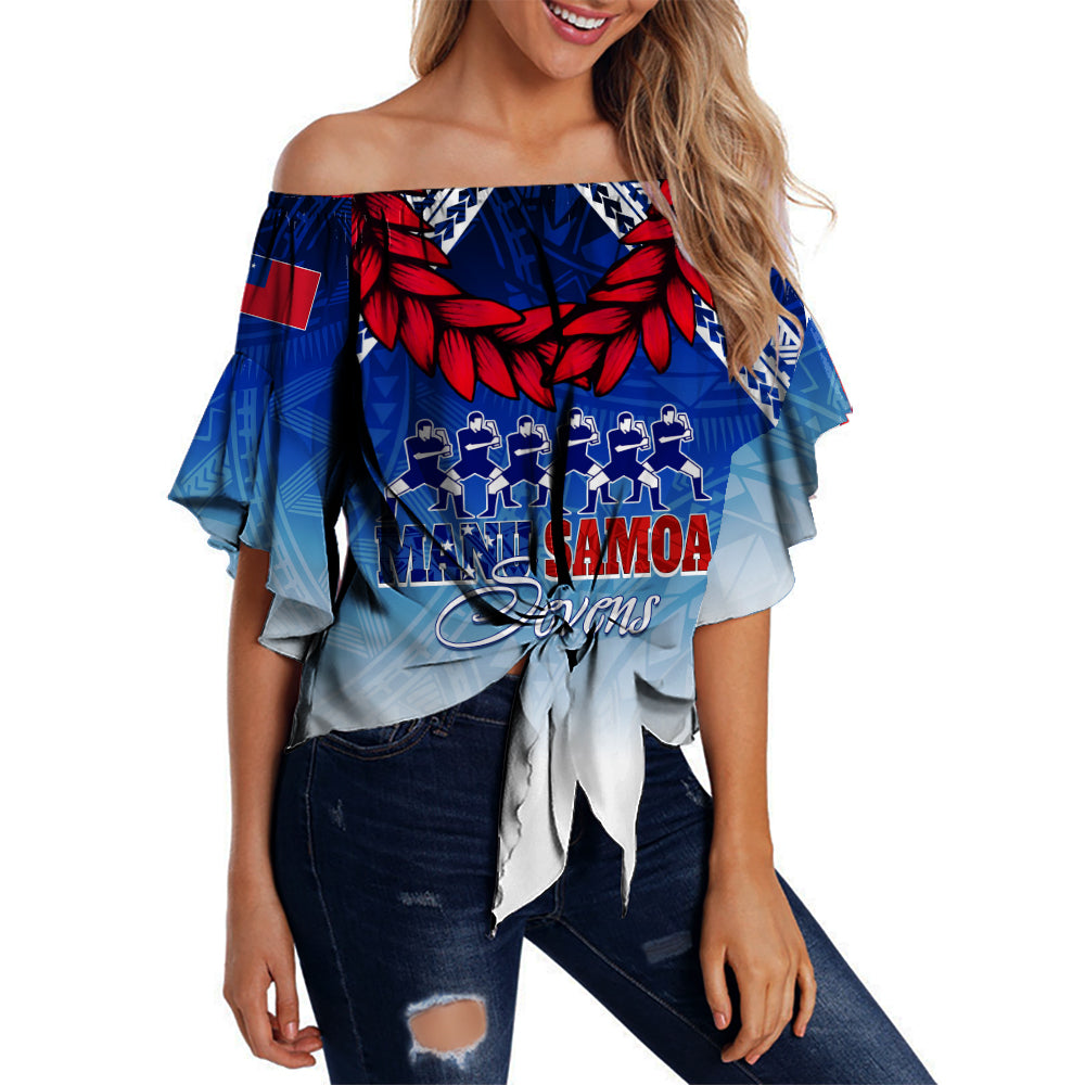Samoa Sevens Off Shoulder Waist Wrap Top Manu Siva Tau With Ula Fala