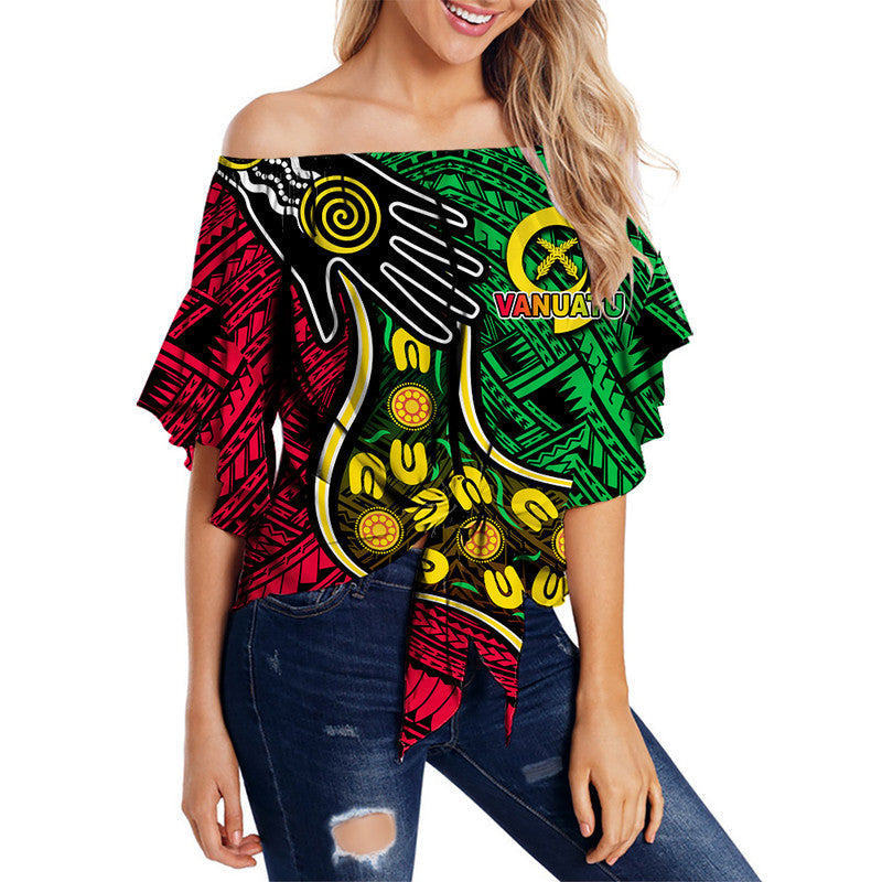Vanuatu Mix Aboriginal Off Shoulder Waist Wrap Top
