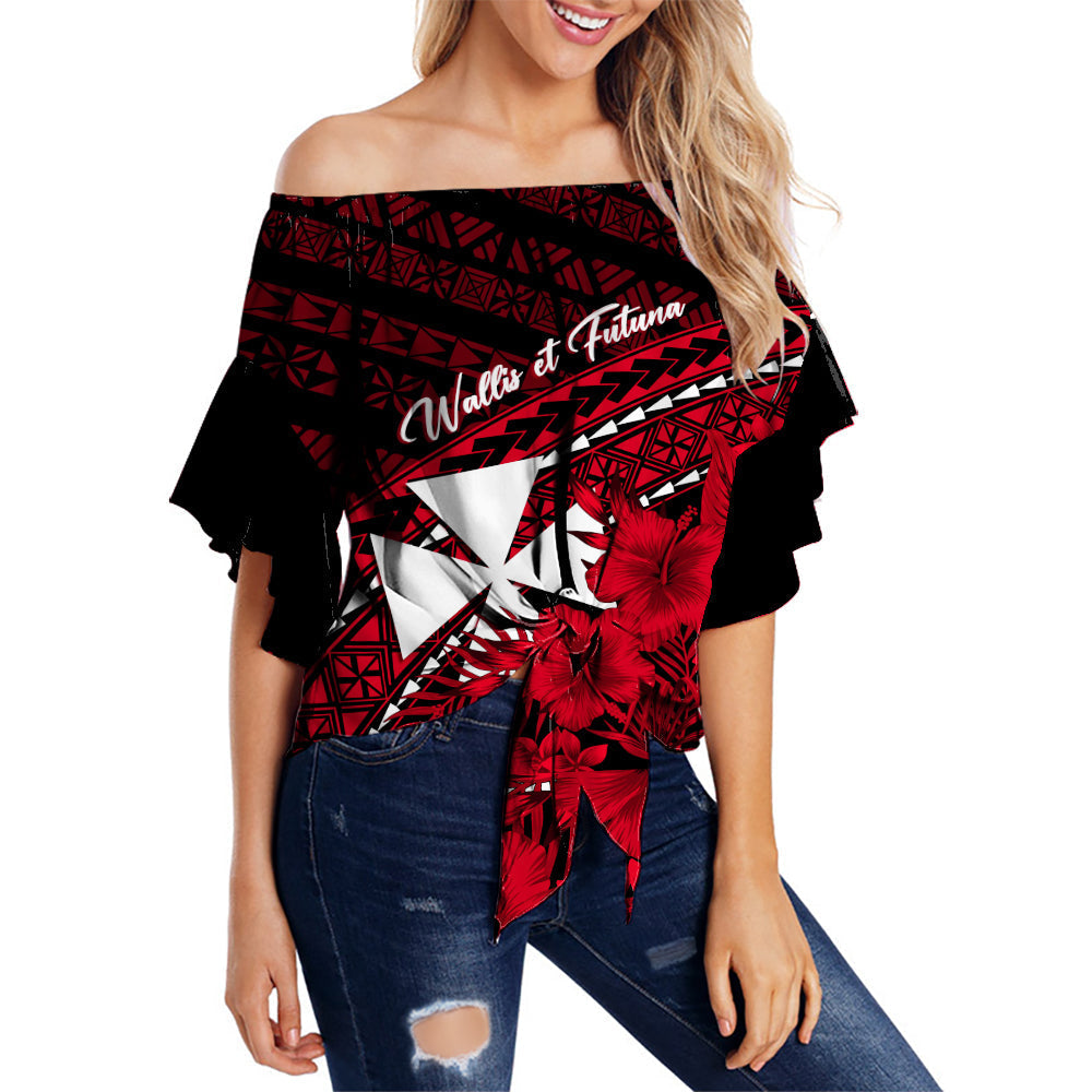 Wallis et Futuna Off Shoulder Waist Wrap Top Tapa Hibiscus Vibes