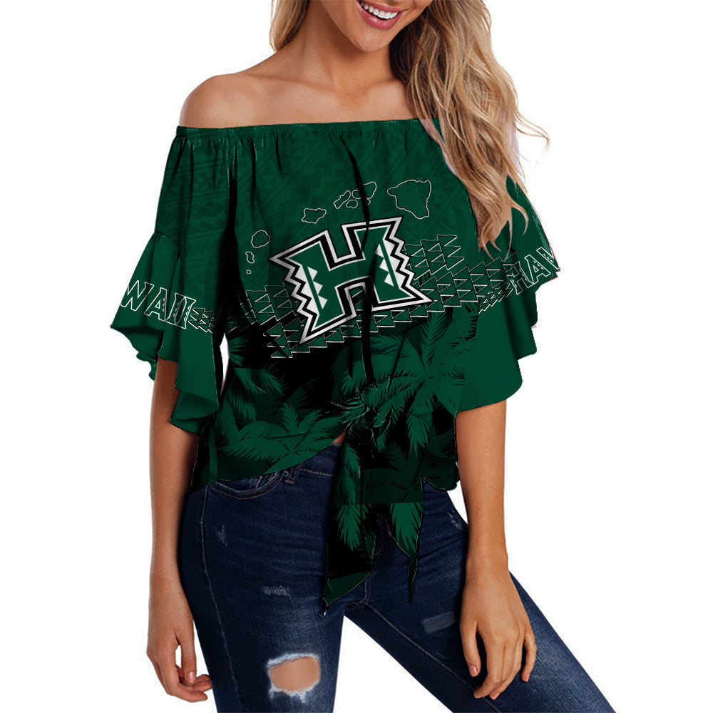 Hawaii Rainbow Warriors Off Shoulder Waist Wrap Top Laau Pama