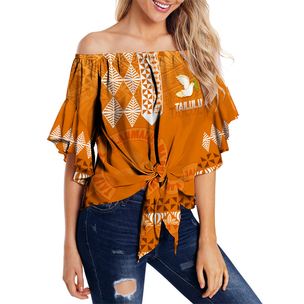 Tonga Kolisi Tailulu Ha'apai Off Shoulder Waist Wrap Top White Dove