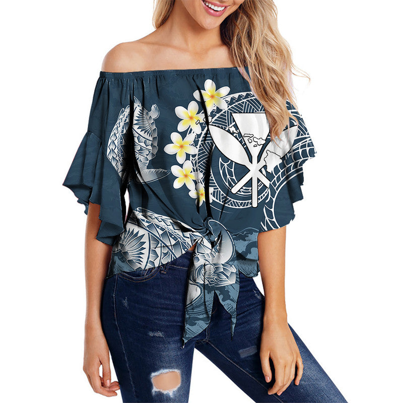 Hawaii Kanaka Turtle Off Shoulder Waist Wrap Top Style No.1
