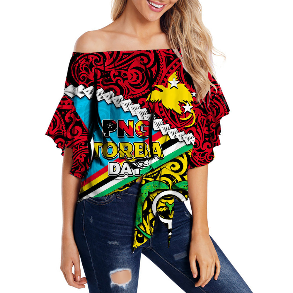 PNG Torba Day Off Shoulder Waist Wrap Top Happy Day