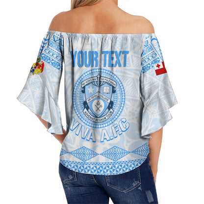 Personalised Tonga Apifo'ou College Off Shoulder Waist Wrap Top Viva AFC - White
