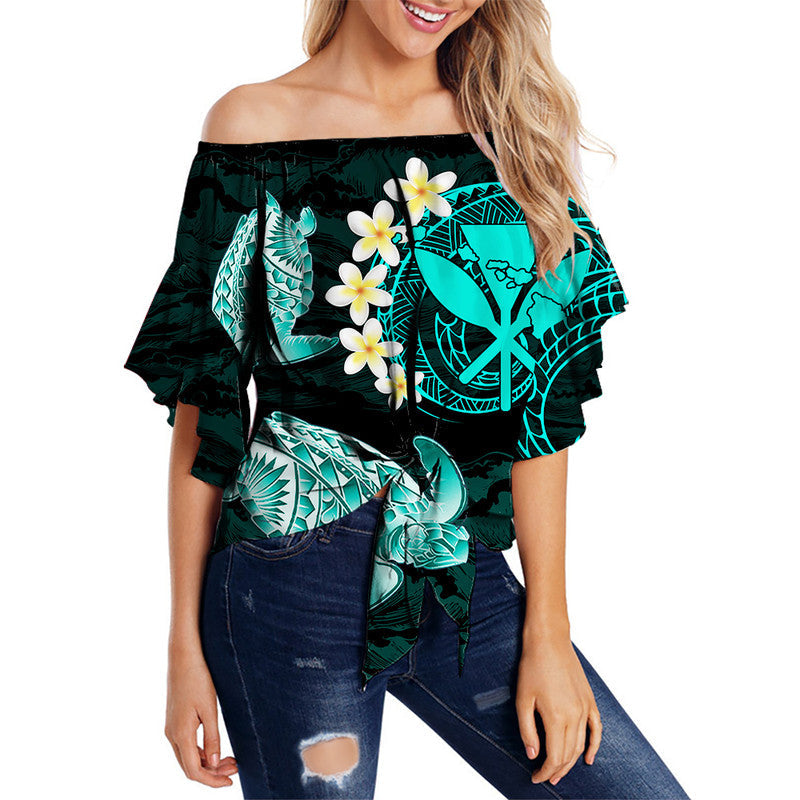 Hawaii Kanaka Turtle Off Shoulder Waist Wrap Top Style No.4