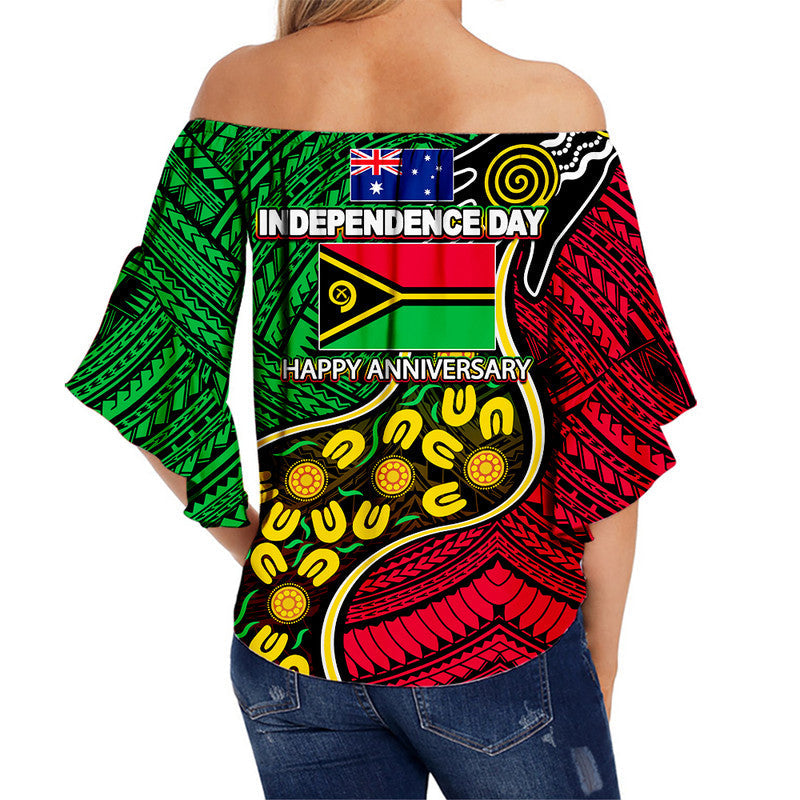 Vanuatu Mix Aboriginal Happy Independence Day Off Shoulder Waist Wrap Top