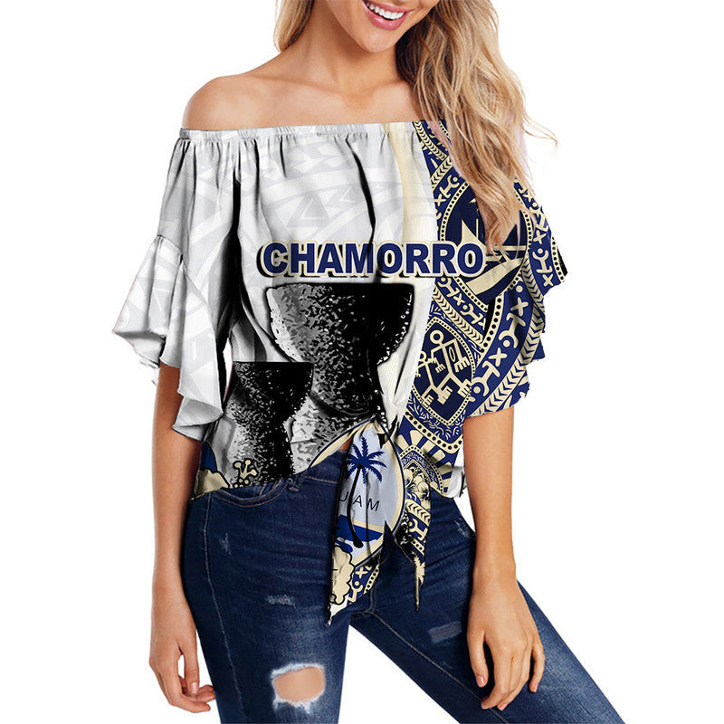 Guam Chamorro Off Shoulder Waist Wrap Top White Style