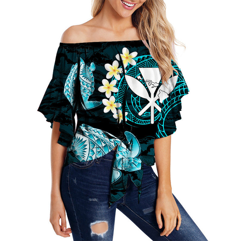 Hawaii Kanaka Turtle Off Shoulder Waist Wrap Top Style No.3