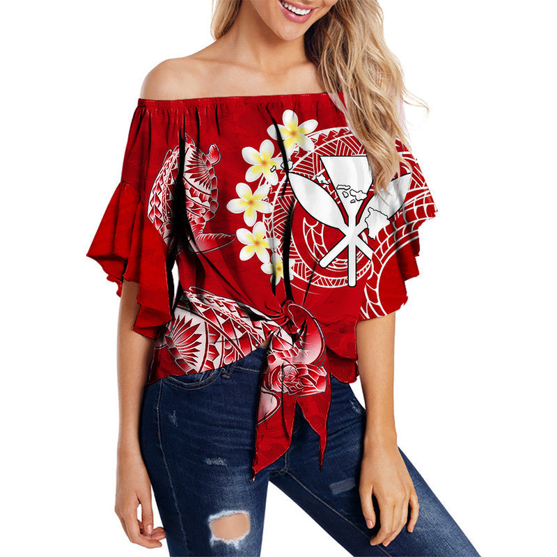 Hawaii Kanaka Turtle Off Shoulder Waist Wrap Top Style No.2