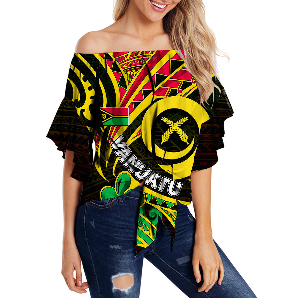 Vanuatu Off Shoulder Waist Wrap Top Tribal Tattoo No.2