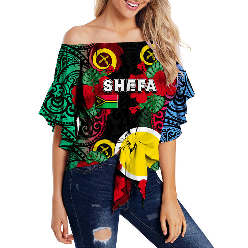 Vanuatu Shefa And Hibiscus Off Shoulder Waist Wrap Top
