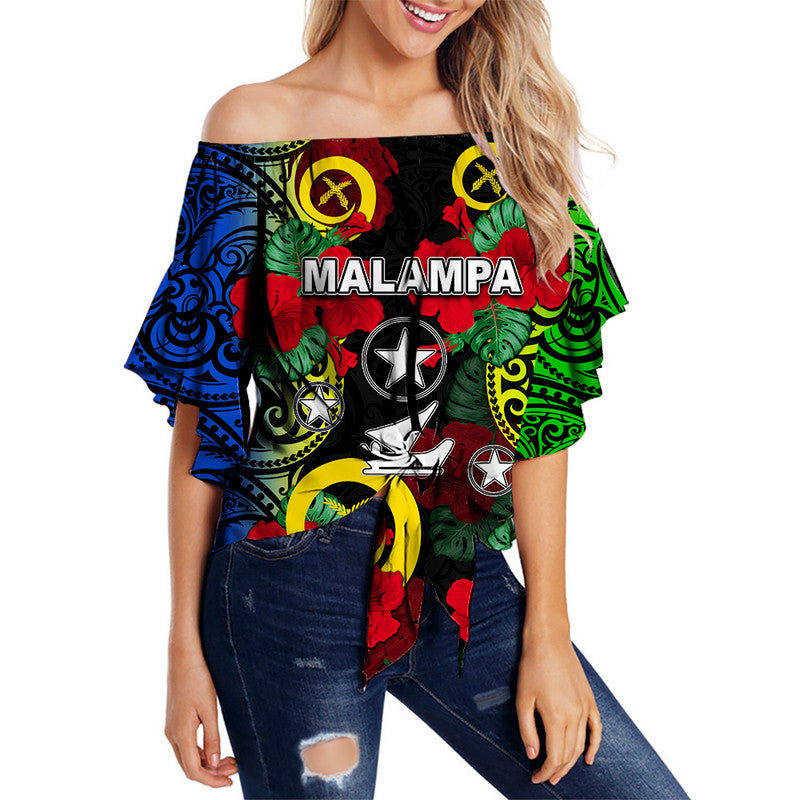 Vanuatu Malampa And Hibiscus Off Shoulder Waist Wrap Top