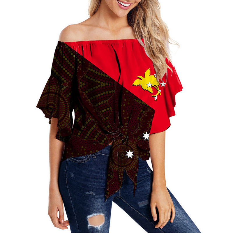 Papua New Guinea And Australia Off Shoulder Waist Wrap Top