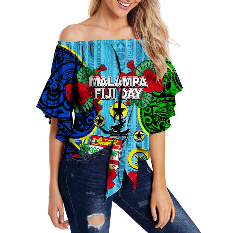 Malampa Fiji Day Hibiscus Off Shoulder Waist Wrap Top Style