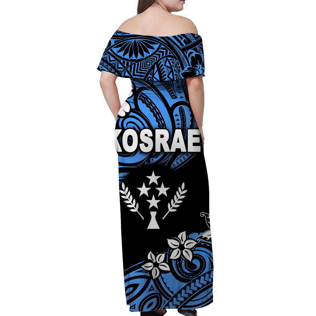 FSM Kosrae Off Shoulder Long Dress Unique Vibes Blue