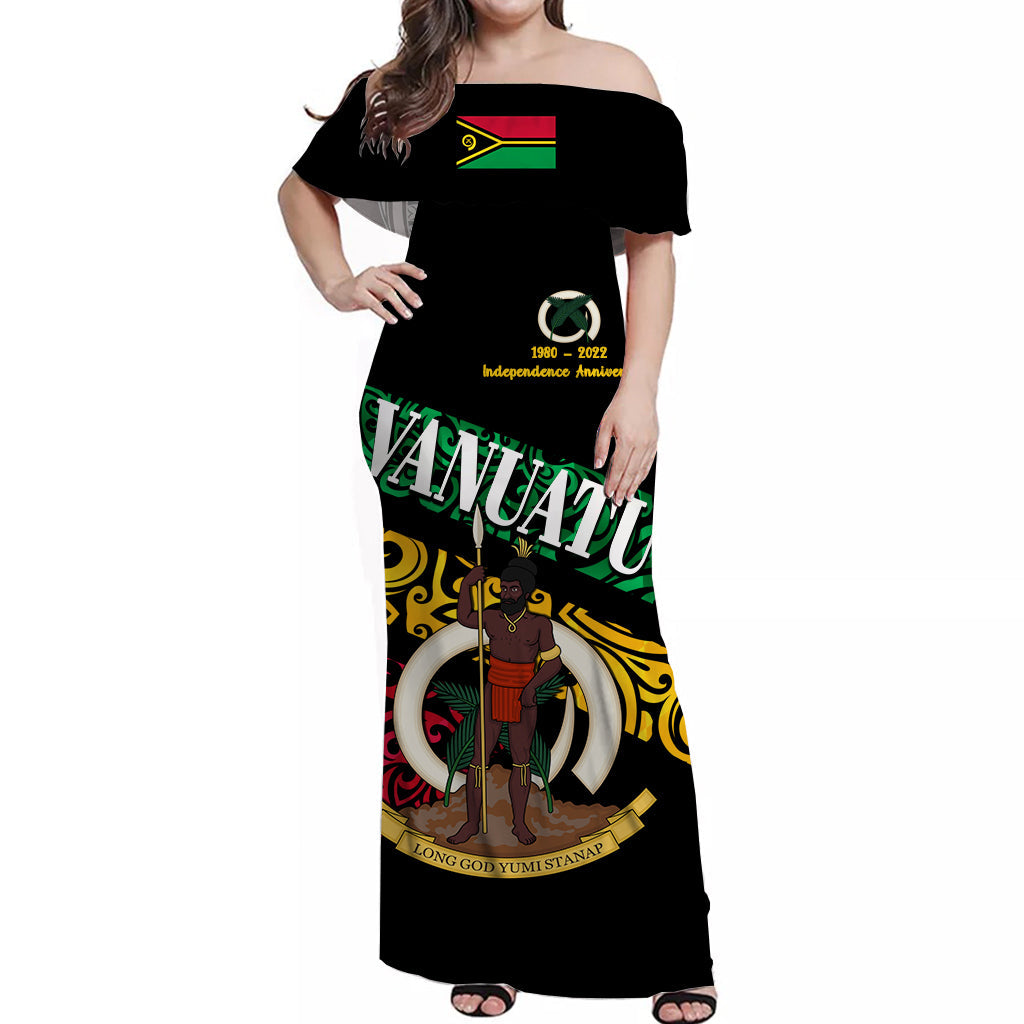 Vanuatu Special Independence Anniversary Off Shoulder Long Dress Sporty Style