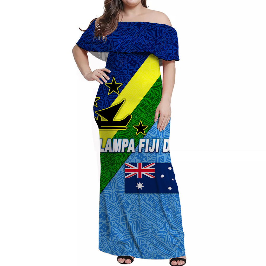 Vanuatu Malampa And Fiji Day Off Shoulder Long Dress Simple Style Australia Flag
